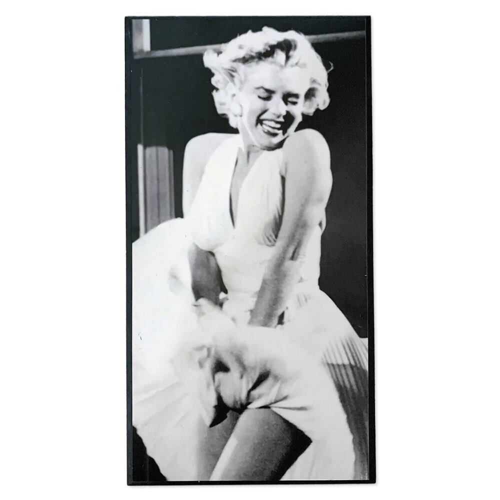 EUC Like-New Marilyn Monroe Iconic Seven Year Itch B&W Dress Photo - 7"x14" Wood